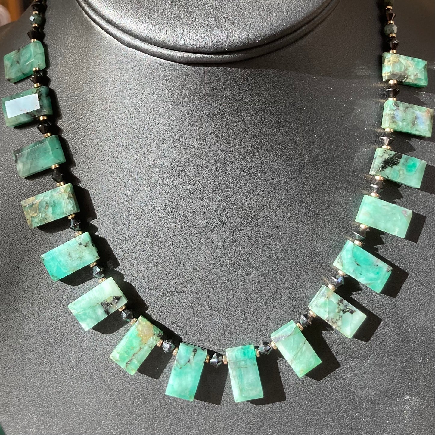 Natural Emerald, Black Spinel & Pyrite Collar