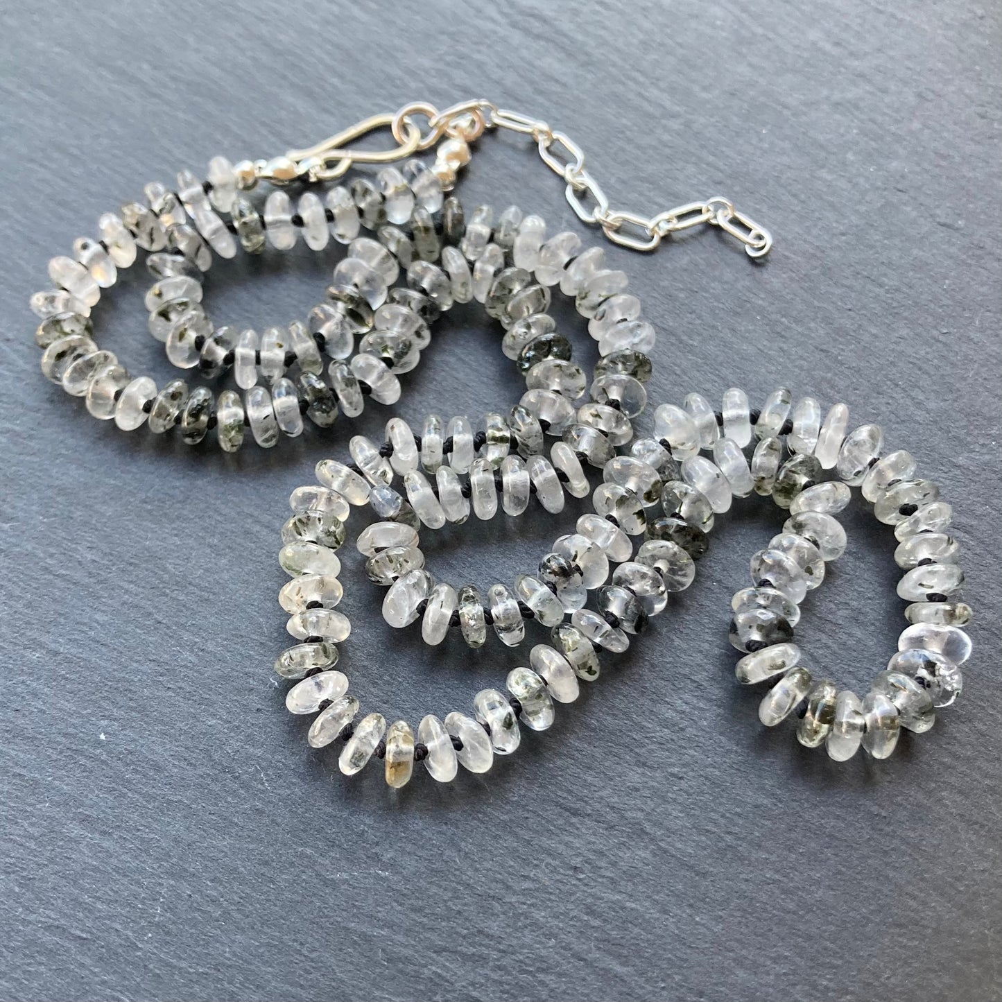 Black Rutilated Quartz Hand Knotted Silk Necklace