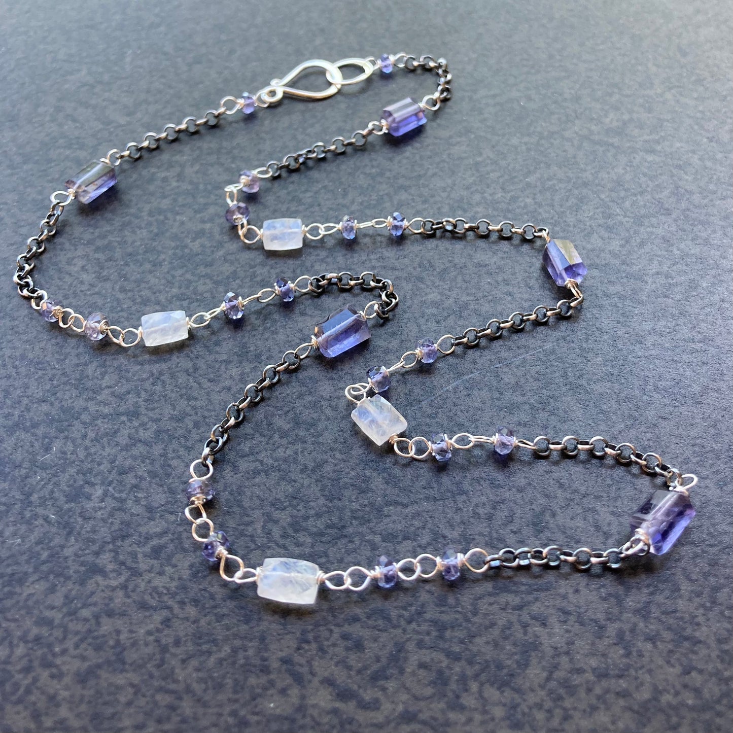 Iolite, Rainbow Moonstone & Sterling Silver Necklace