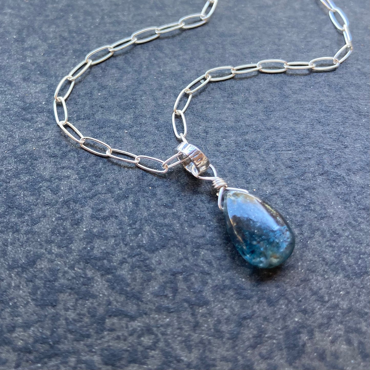 Moss Kyanite & Sterling Silver Pendant Necklace