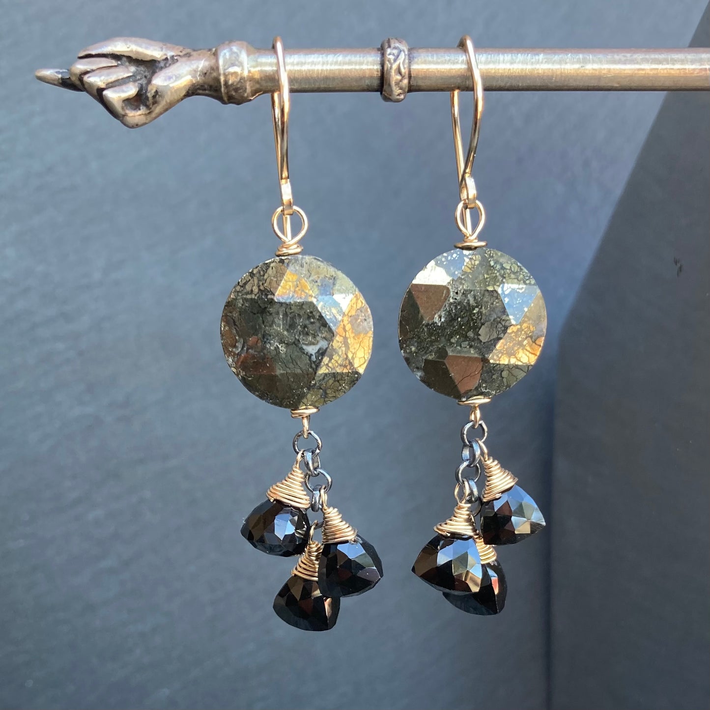 Nipomo Marcasite in Agate, Black Onyx & Mixed Metal Tassel Earrings