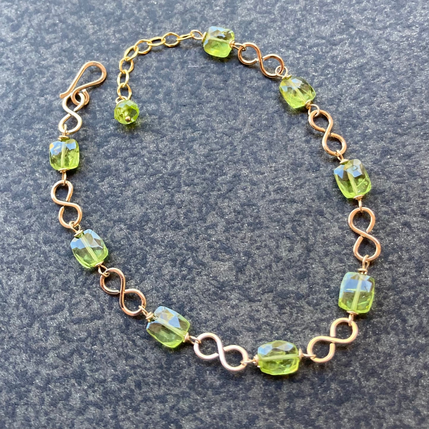 Peridot & Gold Infinity Link Bracelet