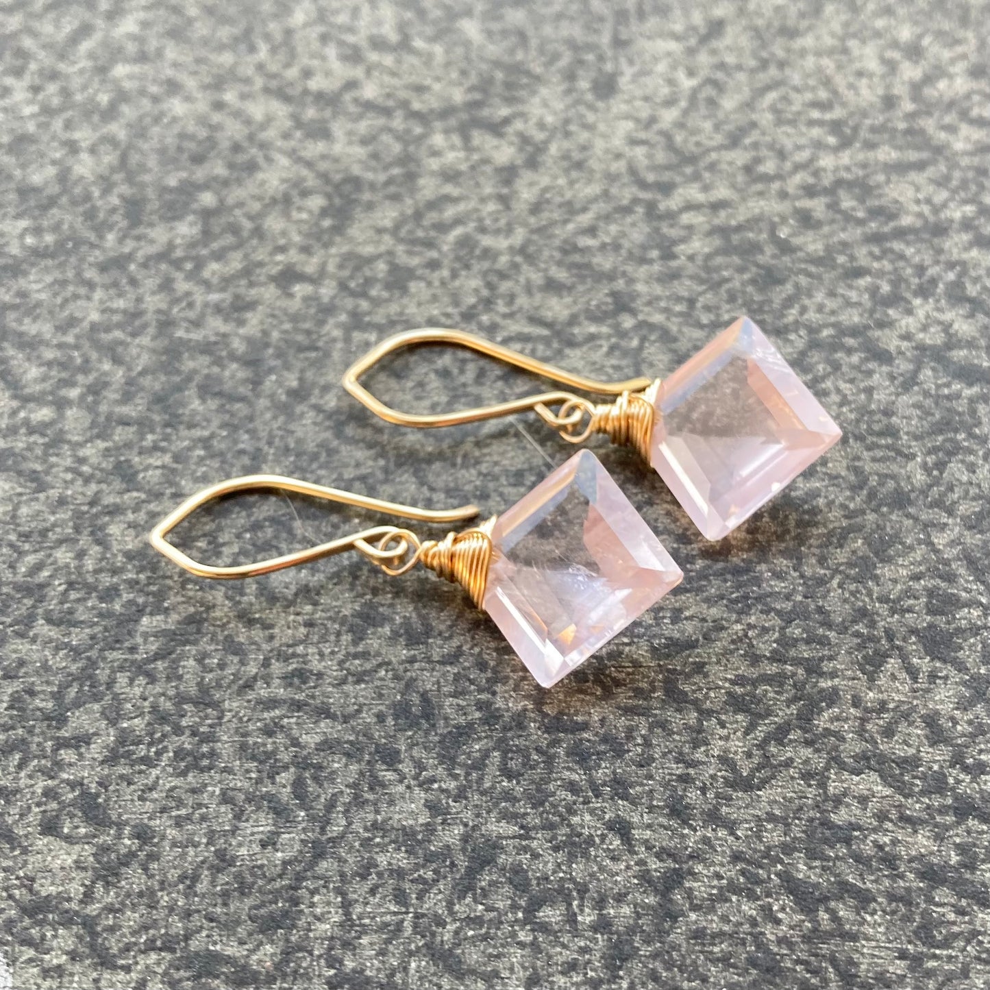 Rose Quartz & Gold Earrings