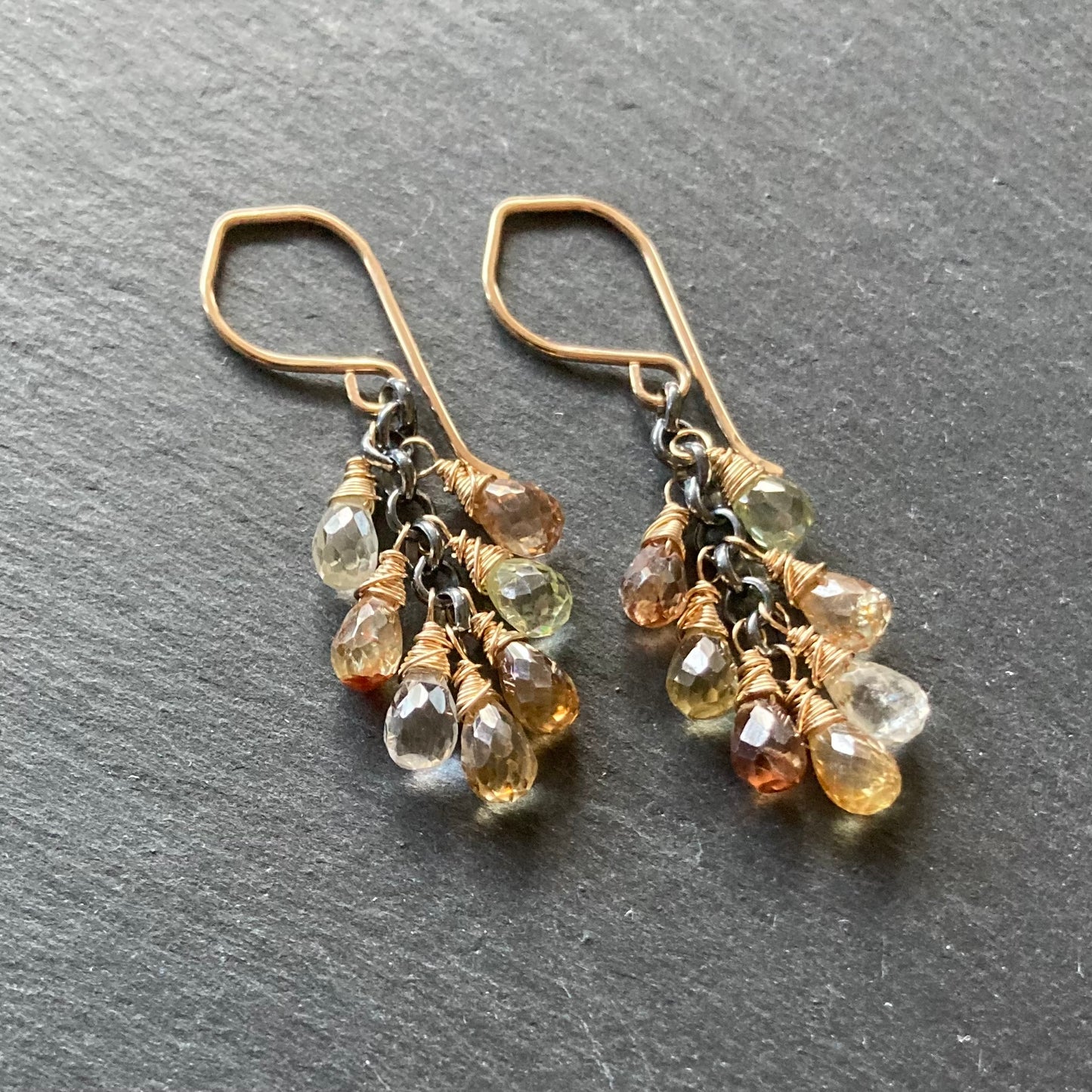 Natural Zircon & Mixed Metal Cascade Earrings