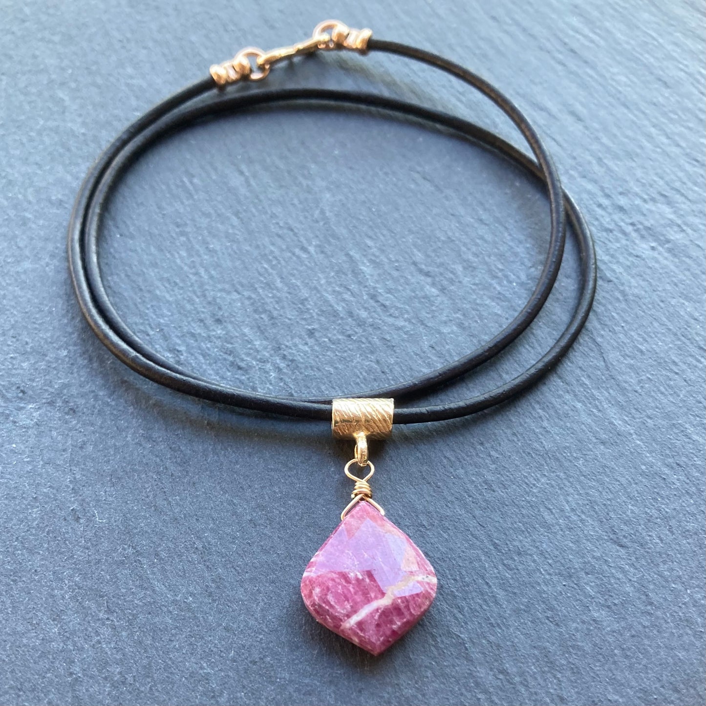 Ruby & Bronze Leather Choker