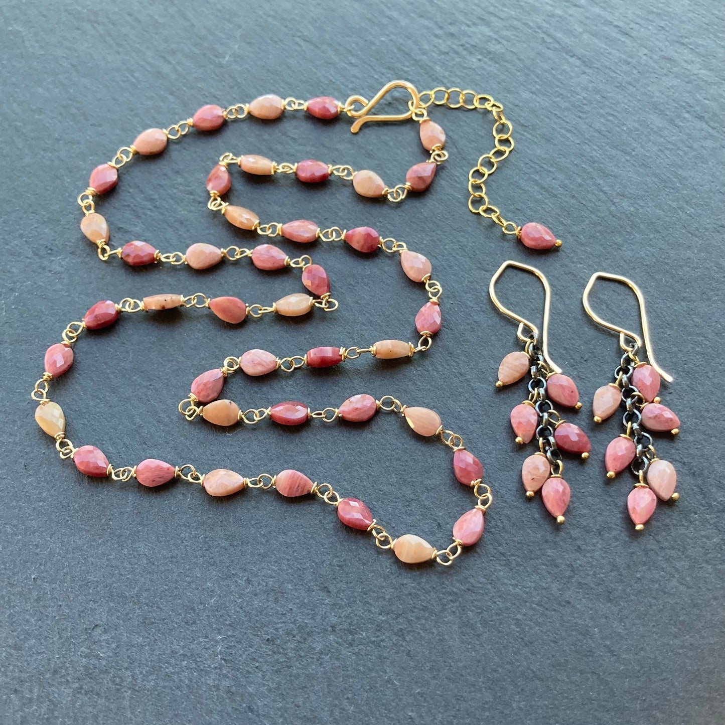 Rhodonite & Gold Necklace