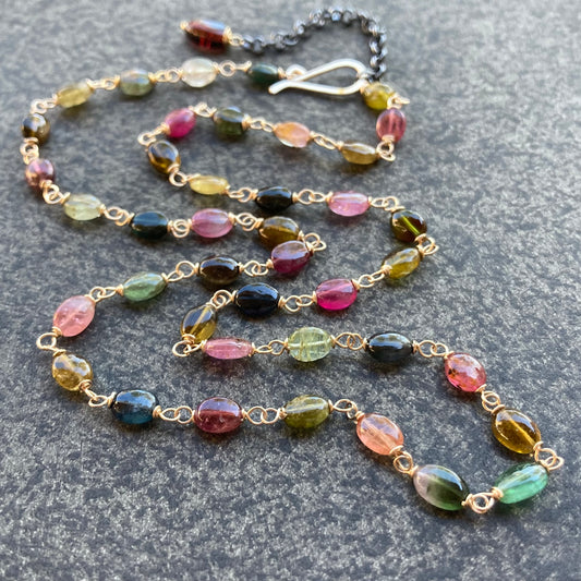 Multicolor Tourmaline & Mixed Metal Necklace