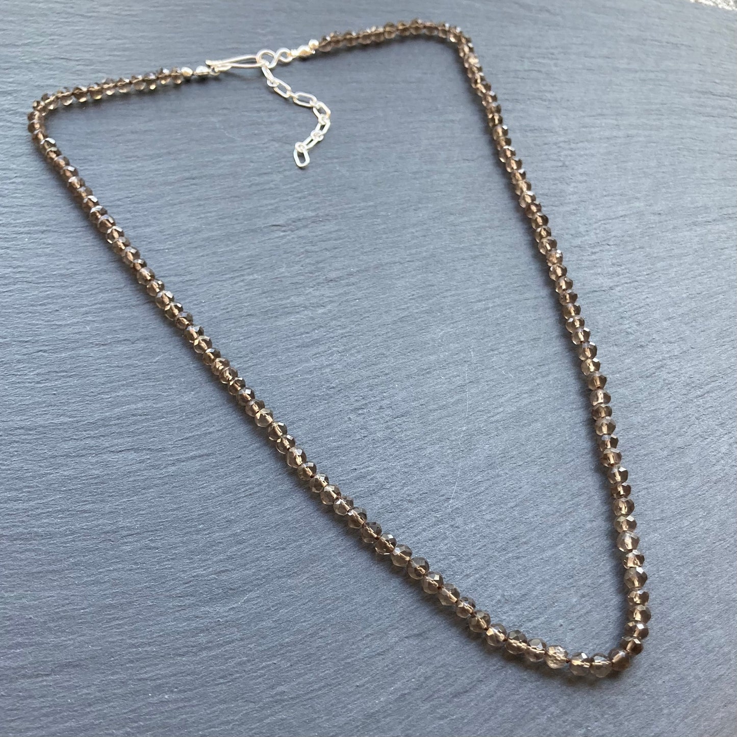 Smoky Quartz Hand Knotted Silk Necklace