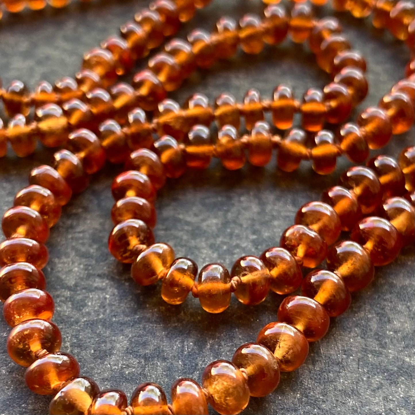 Hessonite Garnet Hand Knotted Silk Necklace