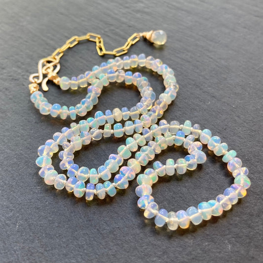 Ethiopian Opal Hand Knotted Silk Necklace