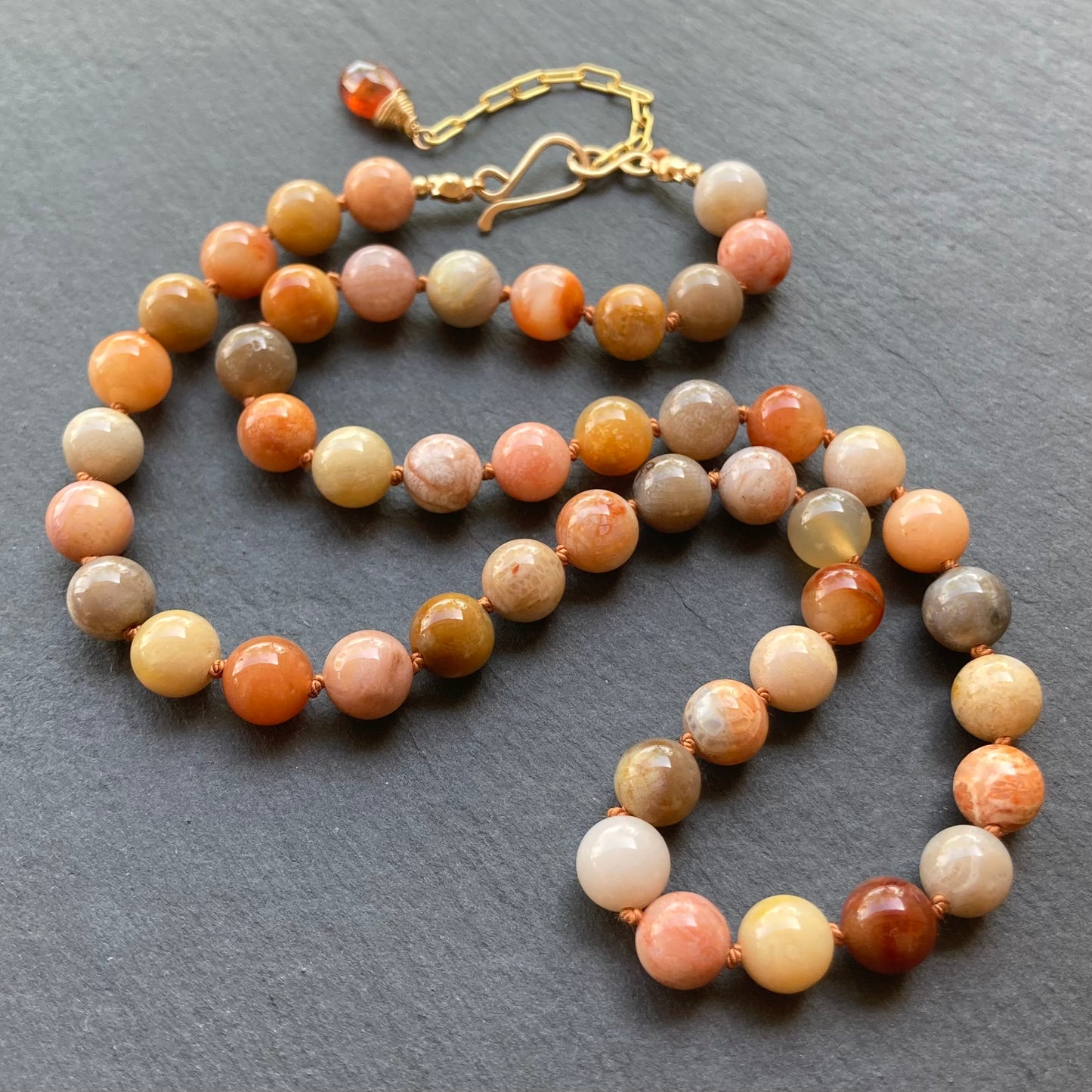 Fossil Coral Hand Knotted Silk Necklace