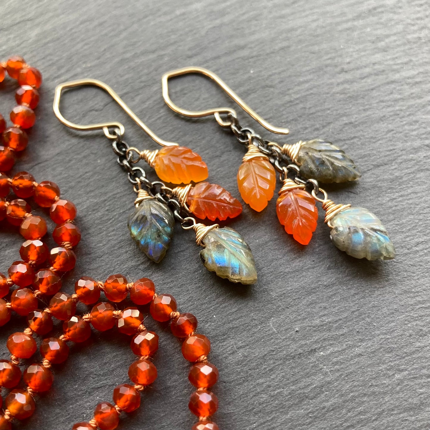 Red Agate Hand Knotted Silk Necklace