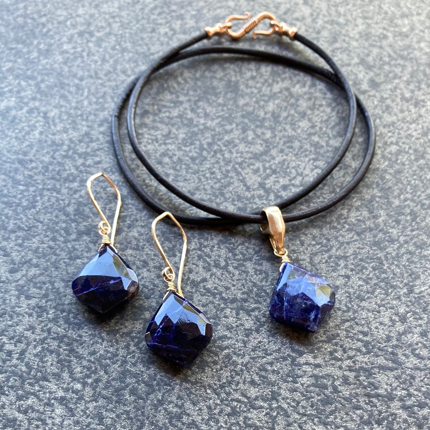 Sodalite & Gold Earrings