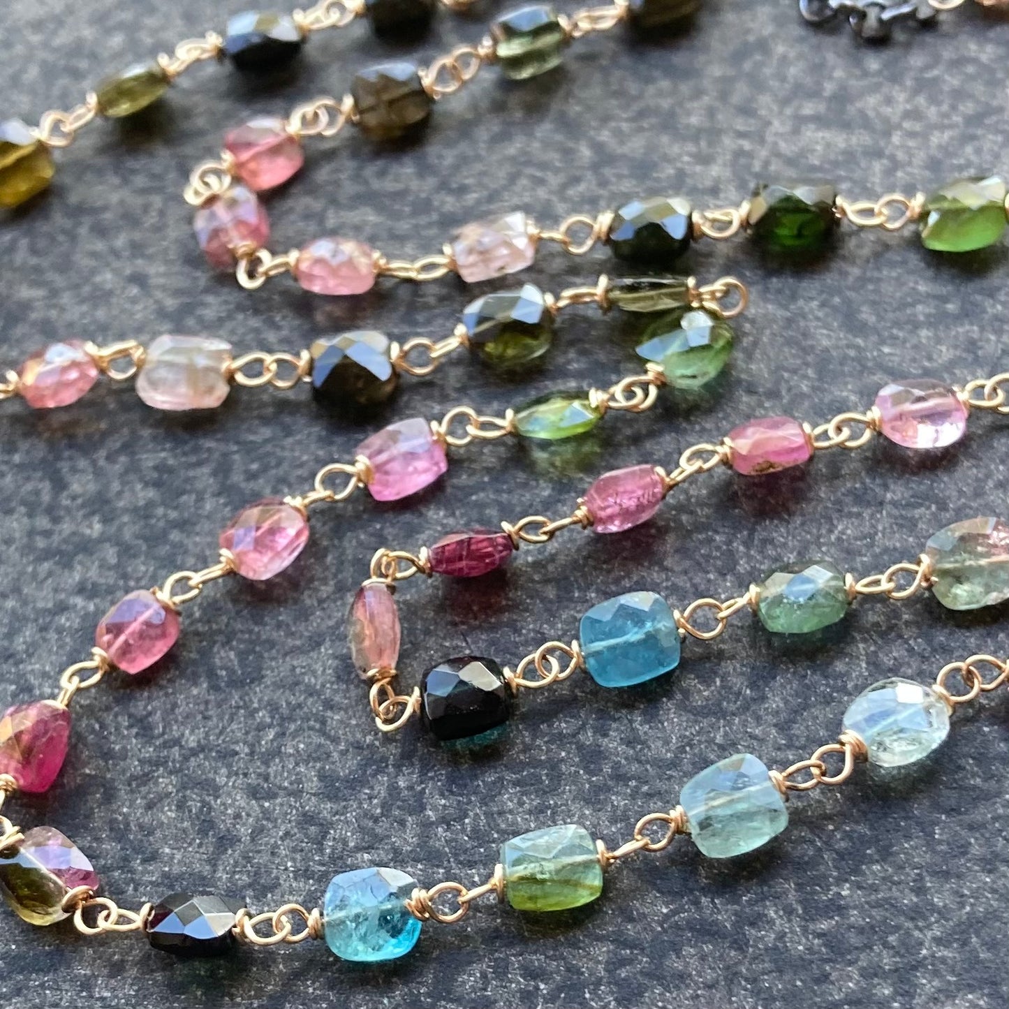 Multicolor Tourmaline & Mixed Metal Necklace