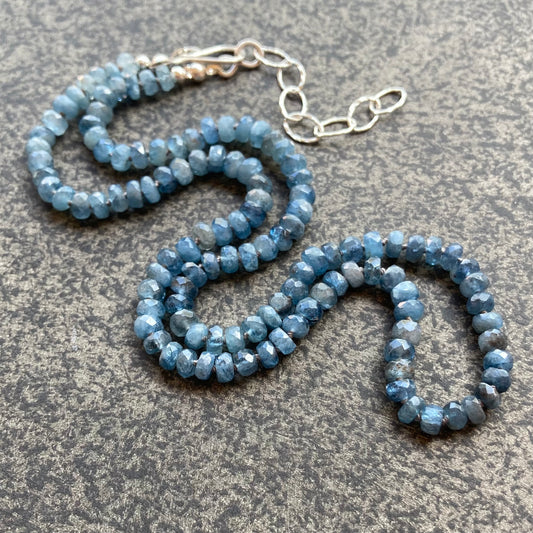 Santa Maria Aquamarine Hand Knotted Silk Necklace