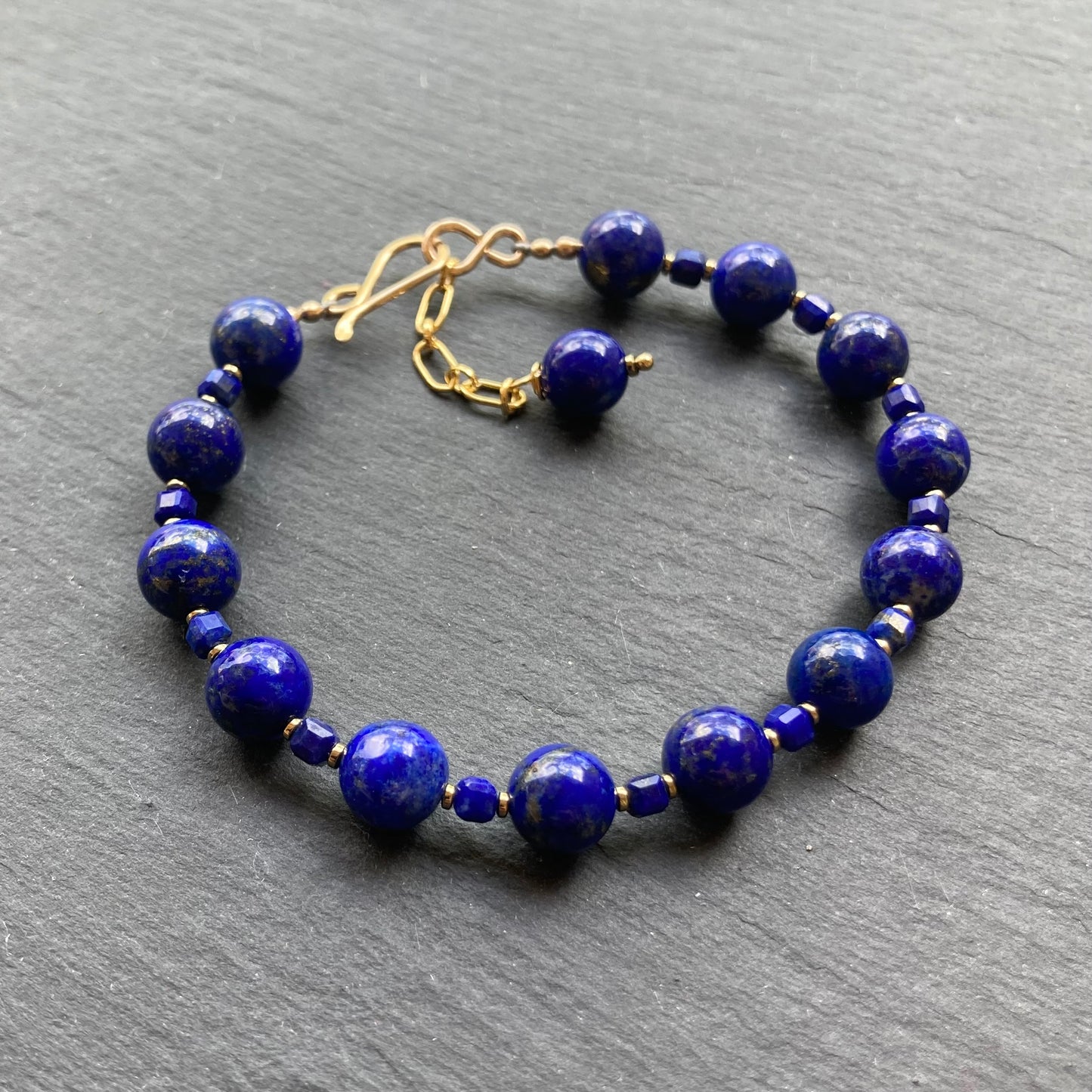 Lapis Lazuli, Pyrite & Gold Bracelet