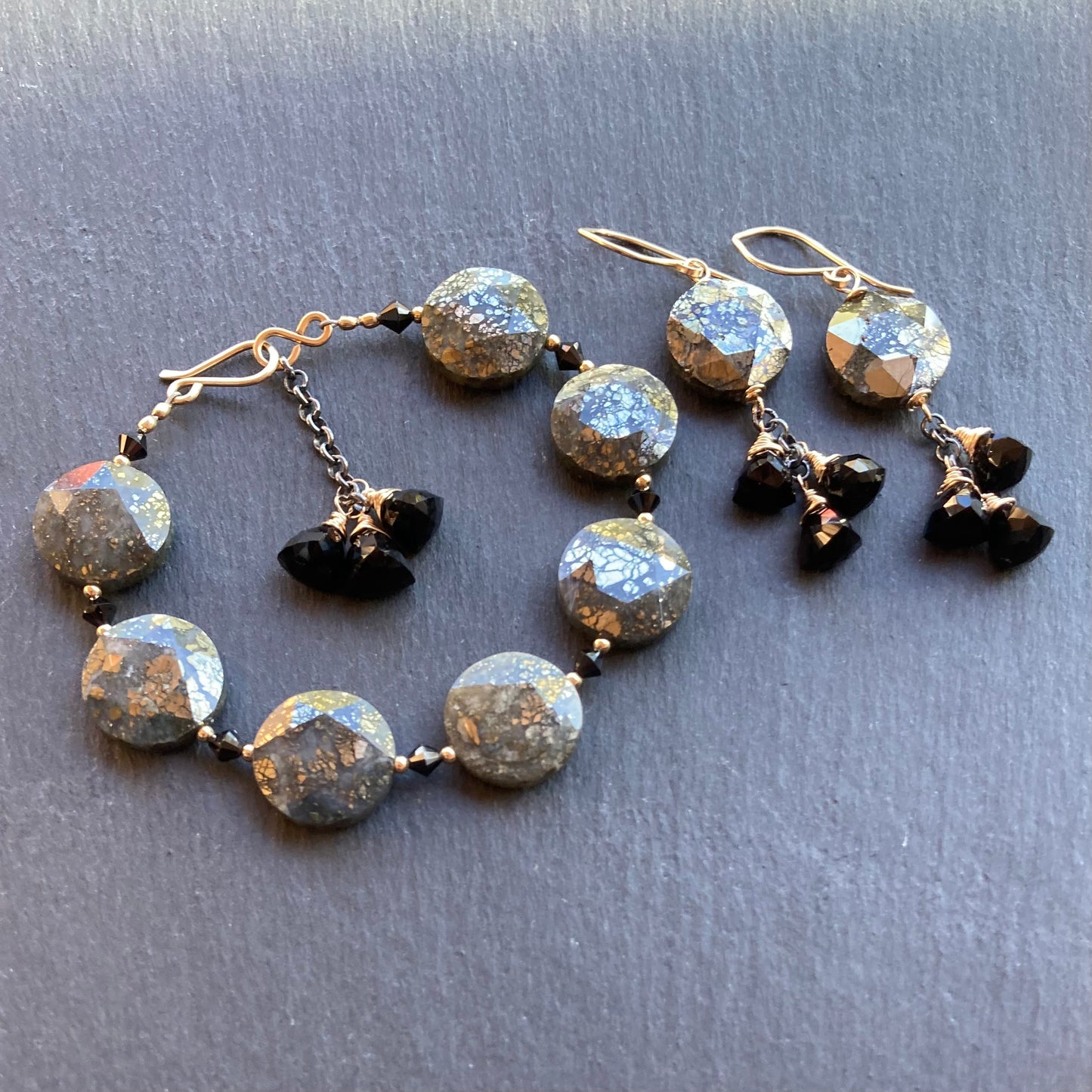 Nipomo Marcasite in Agate & Mixed Metal Tassel Bracelet