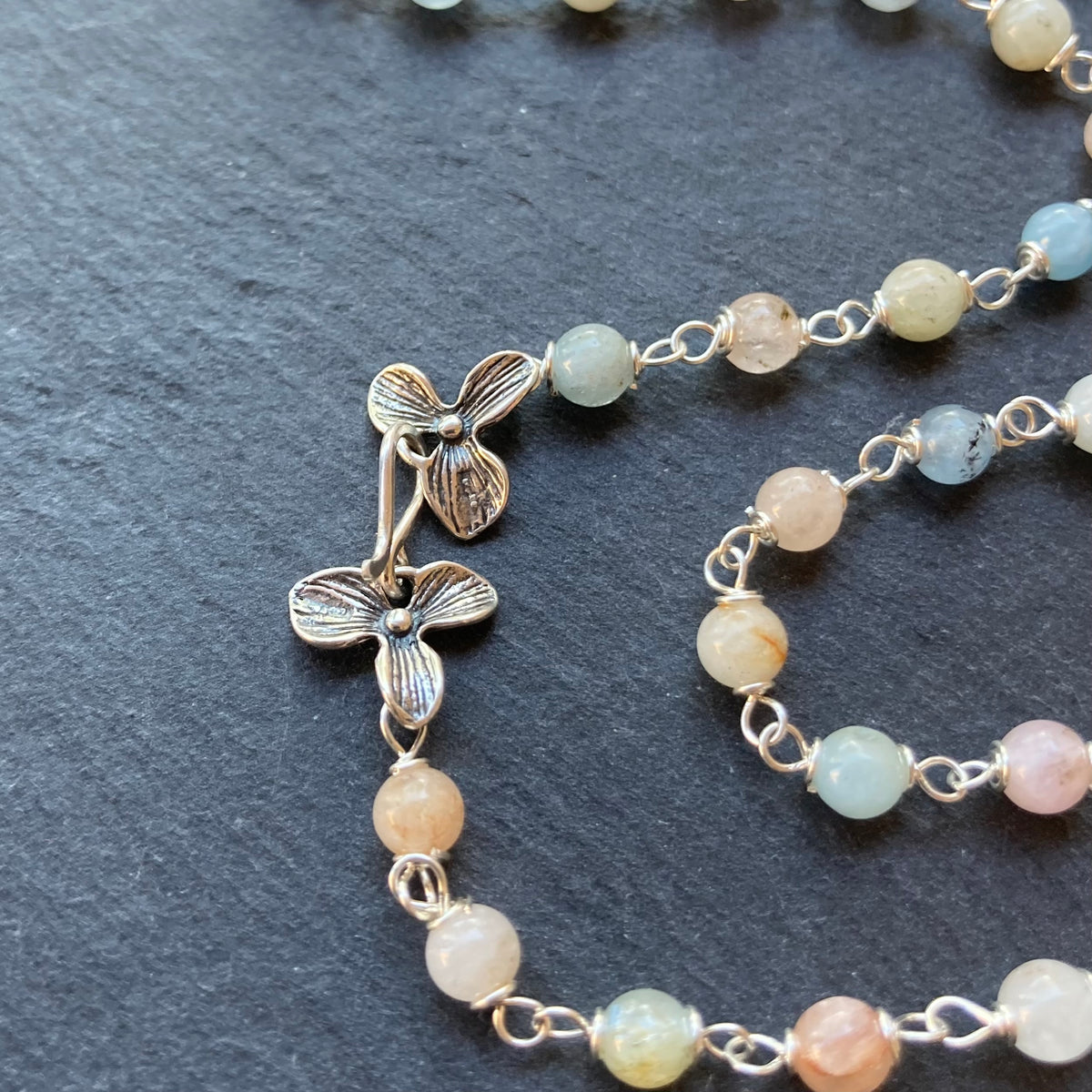 Multi Beryl & Silver Necklace