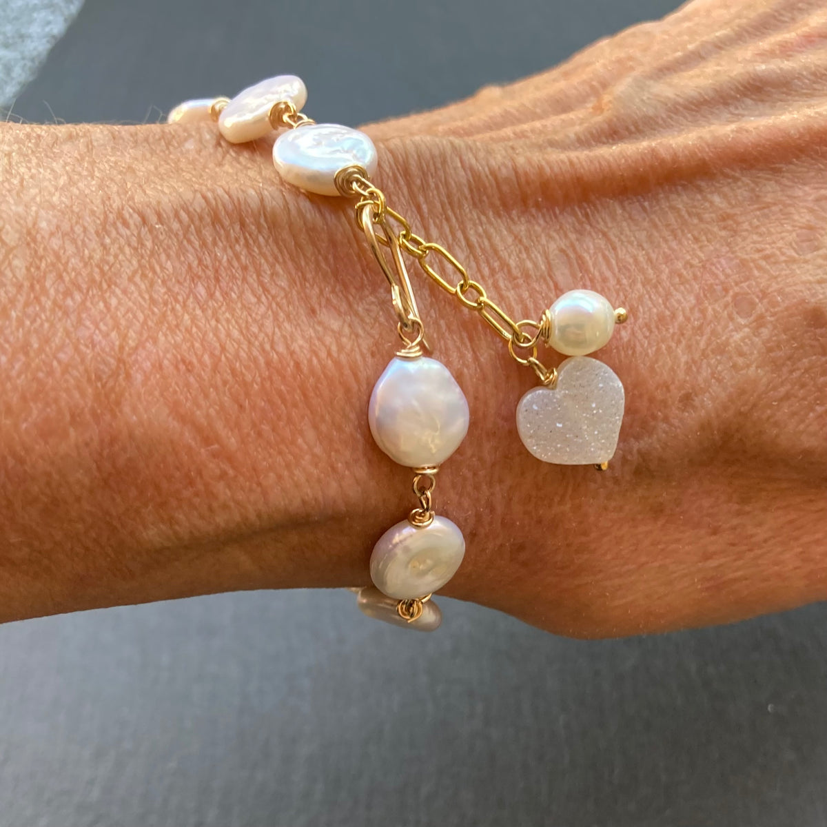 Freshwater Coin Pearl & Gold Bracelet