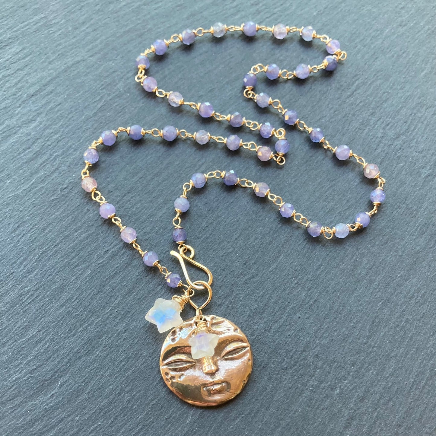 Tanzanite, Gold & Bronze Moonglow Pendant Necklace