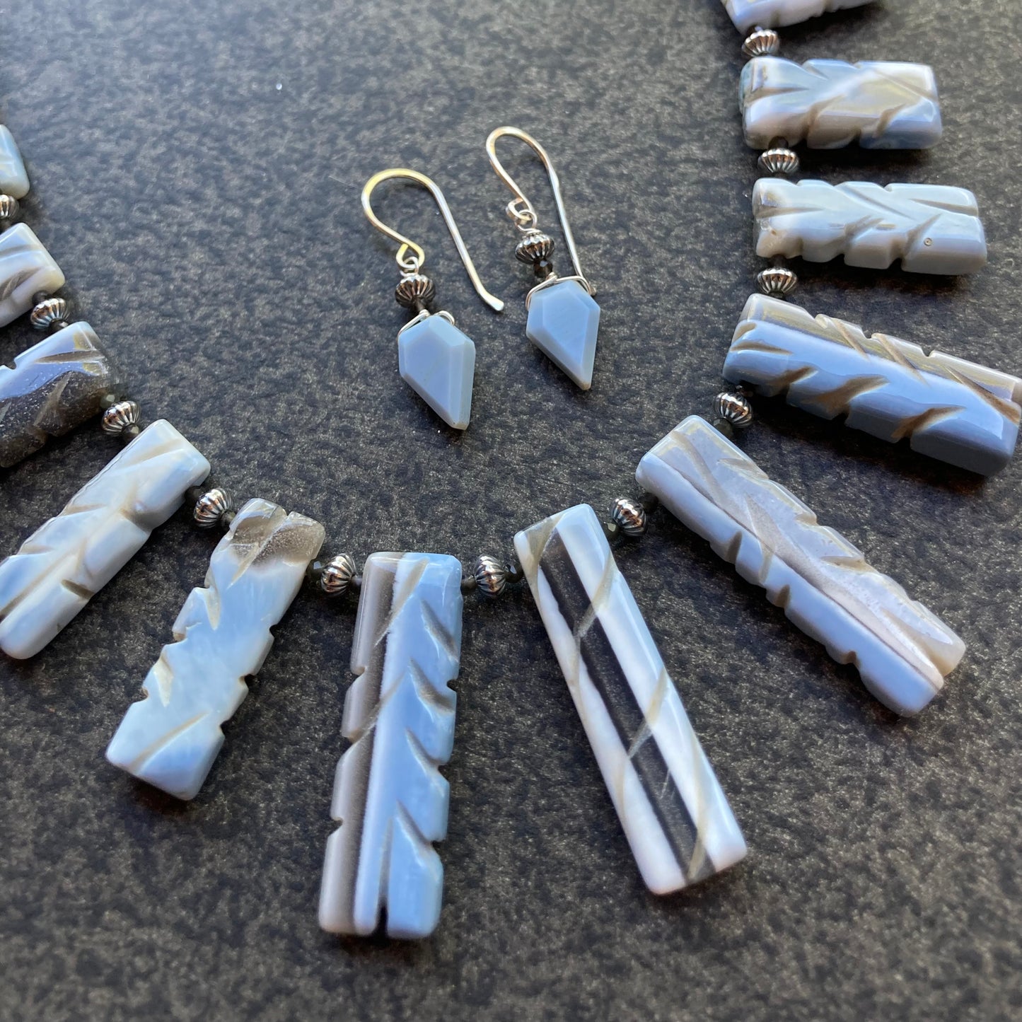 Blue Opal & Sterling Silver Earrings