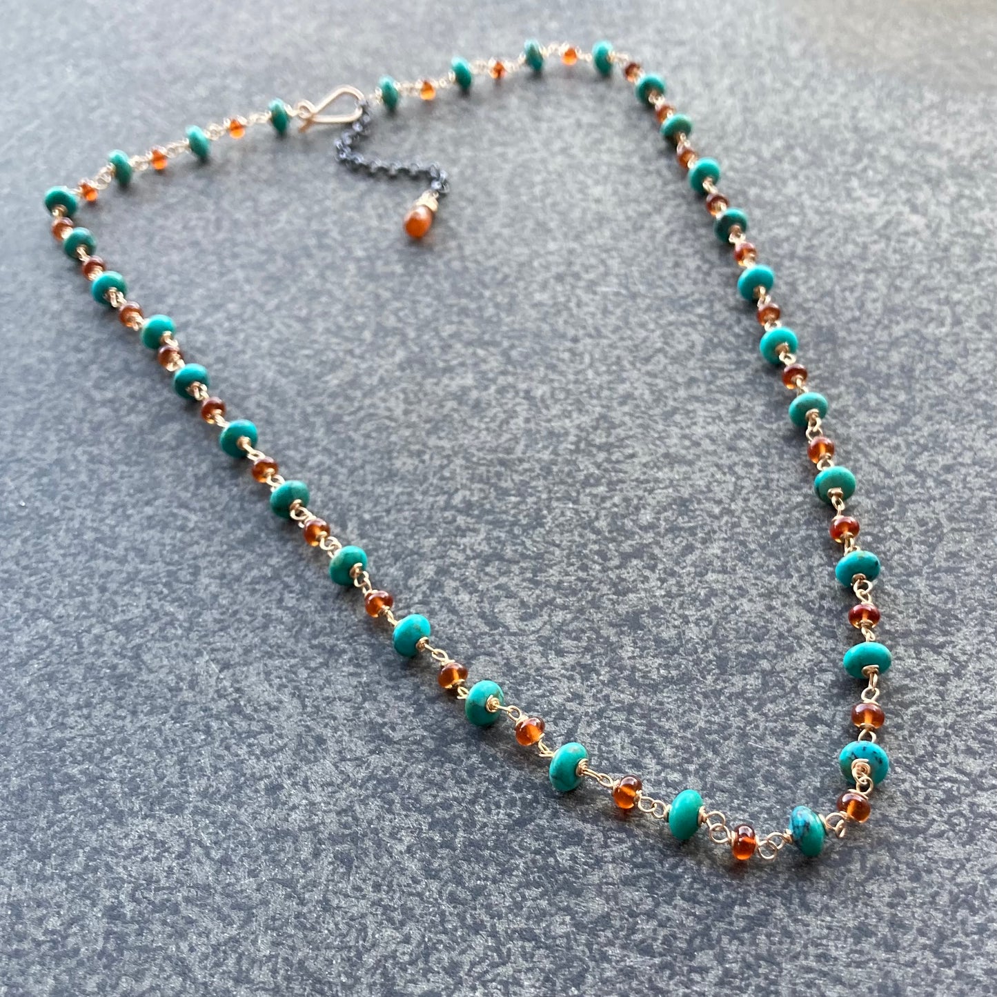 Tibet Turquoise, Hessonite & Gold Necklace