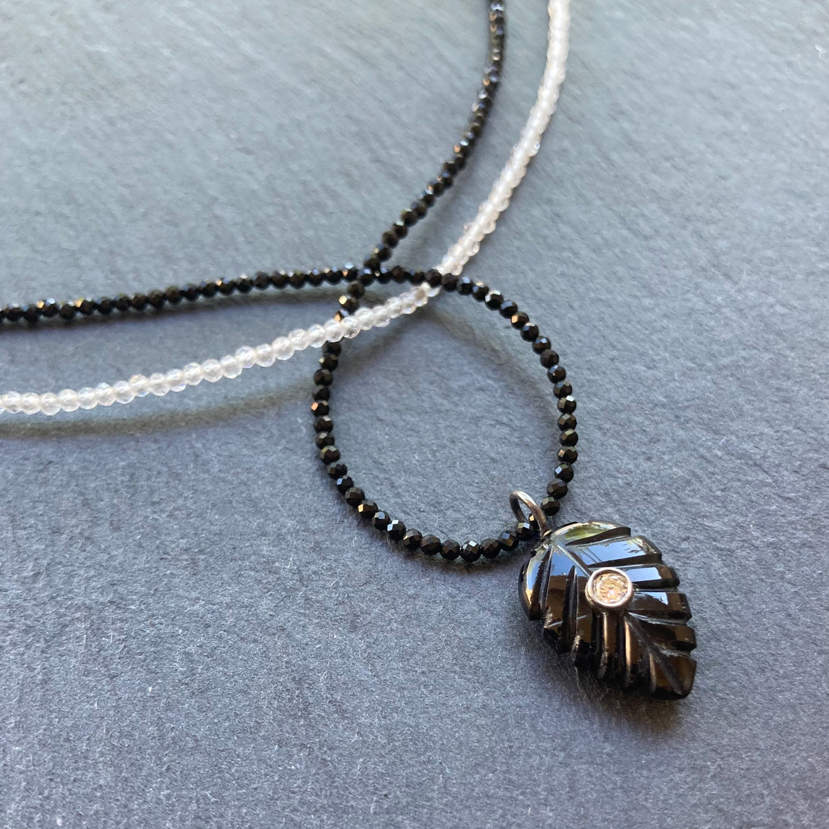 Black Onyx, Rock Quartz & Sterling Silver Yin Yang Choker