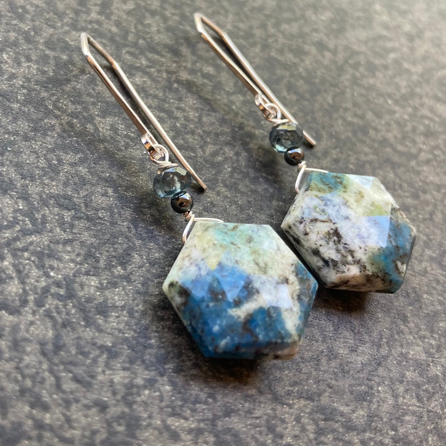 K2 Jasper, Moss Kyanite & Sterling Silver Earrings