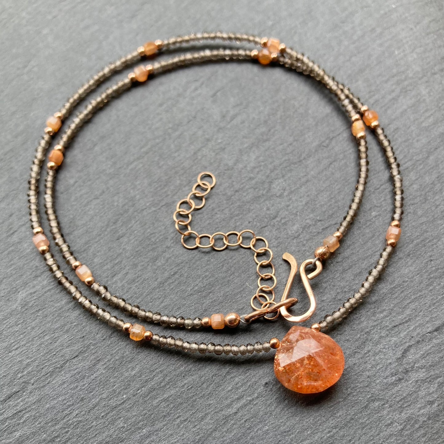Sunstone, Smoky Quartz & Rose Gold Choker
