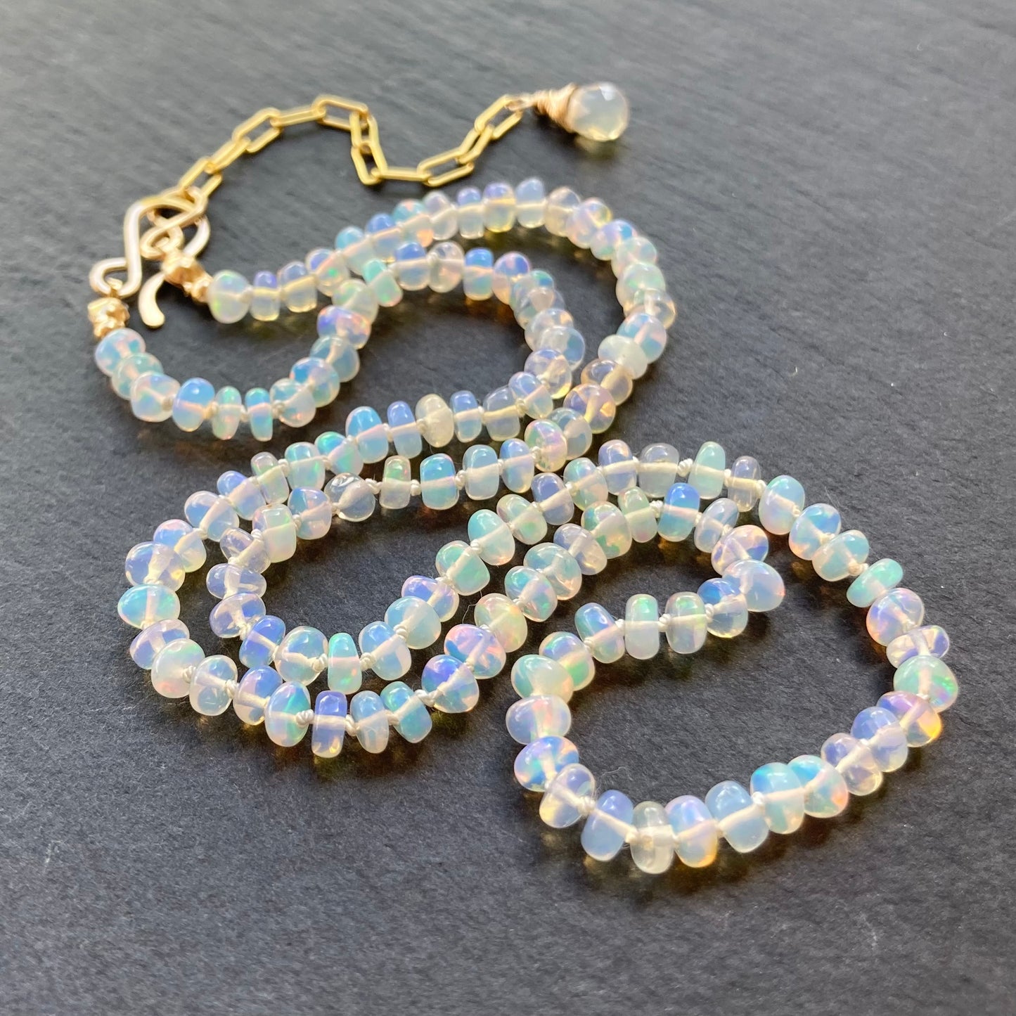 Ethiopian Opal Hand Knotted Silk Necklace