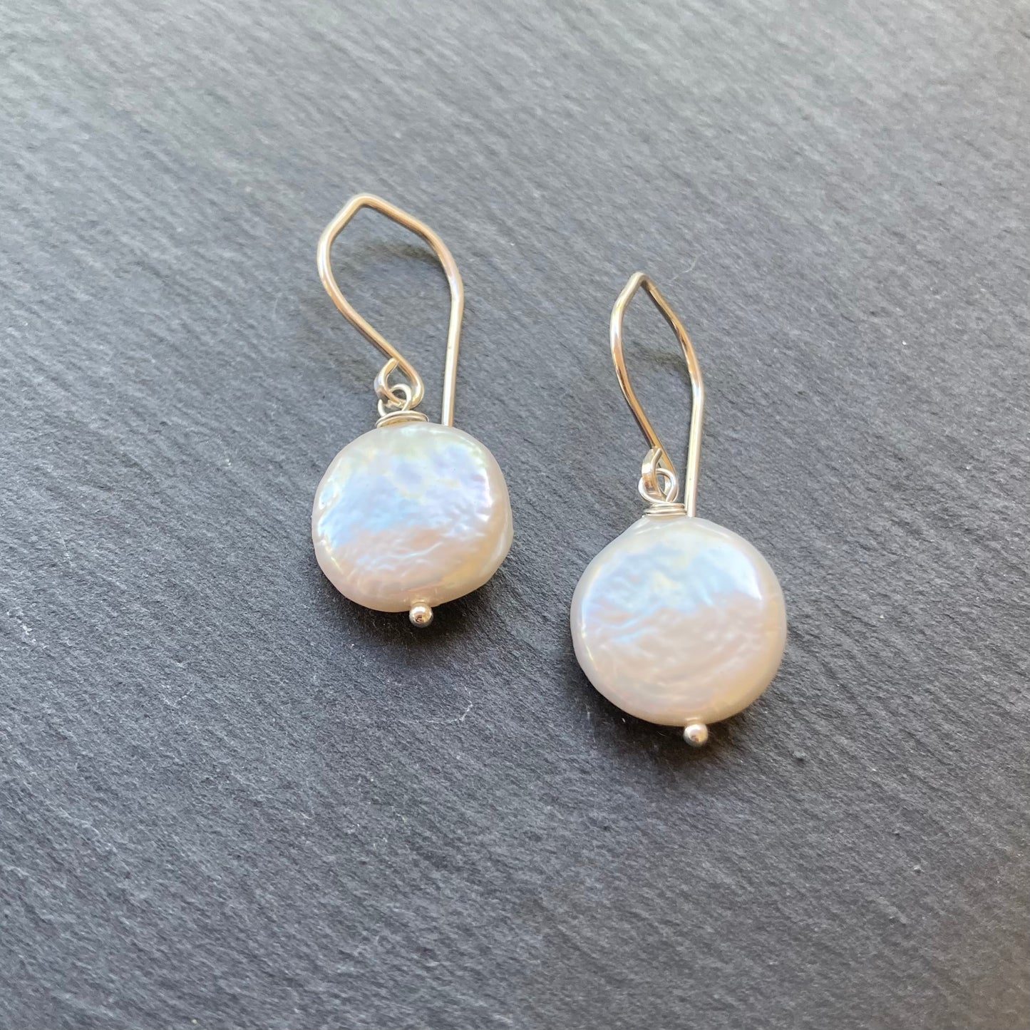 Freshwater Coin Pearl & Sterling Silver Earrings