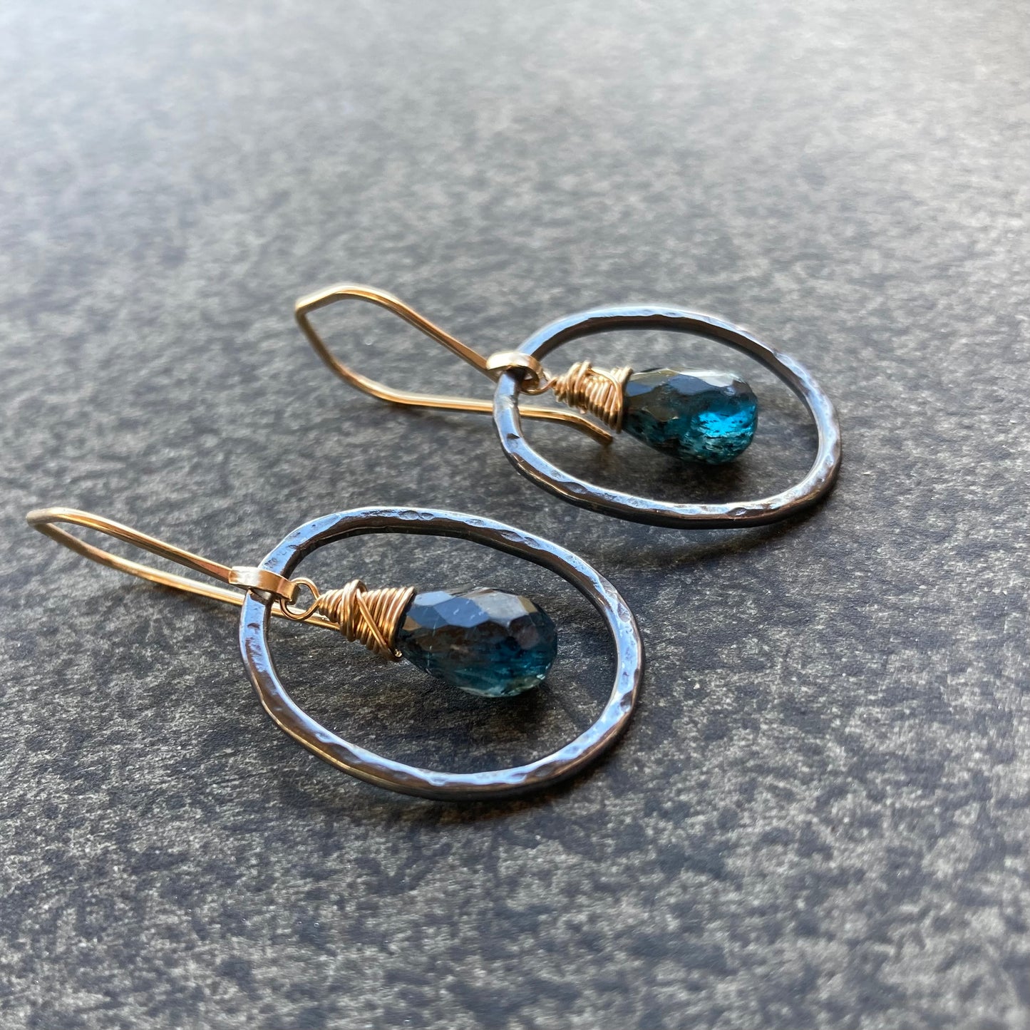 Moss Kyanite & Mixed Metal Hoops