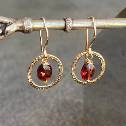Mozambique Garnet, Gold & Bronze Hoops
