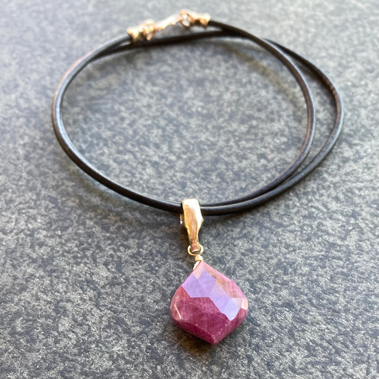 Ruby & Bronze Leather Choker