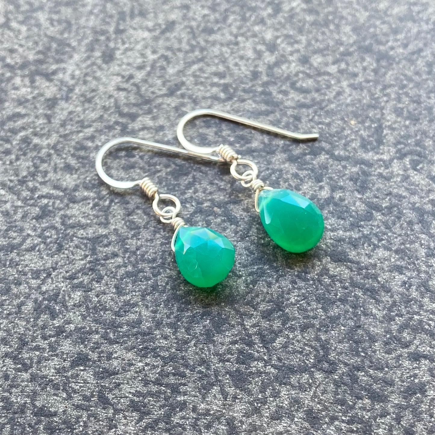 Green Onyx & Sterling Silver Earrings