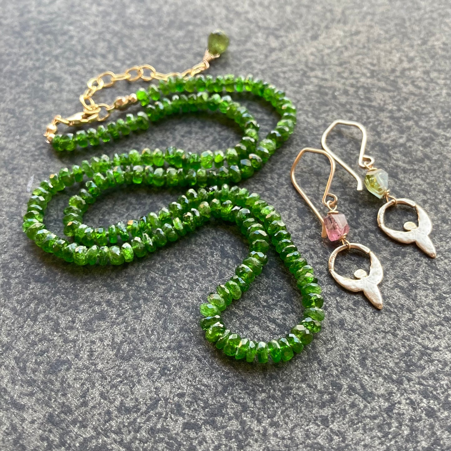 Chrome Diopside Hand Knotted Silk Necklace