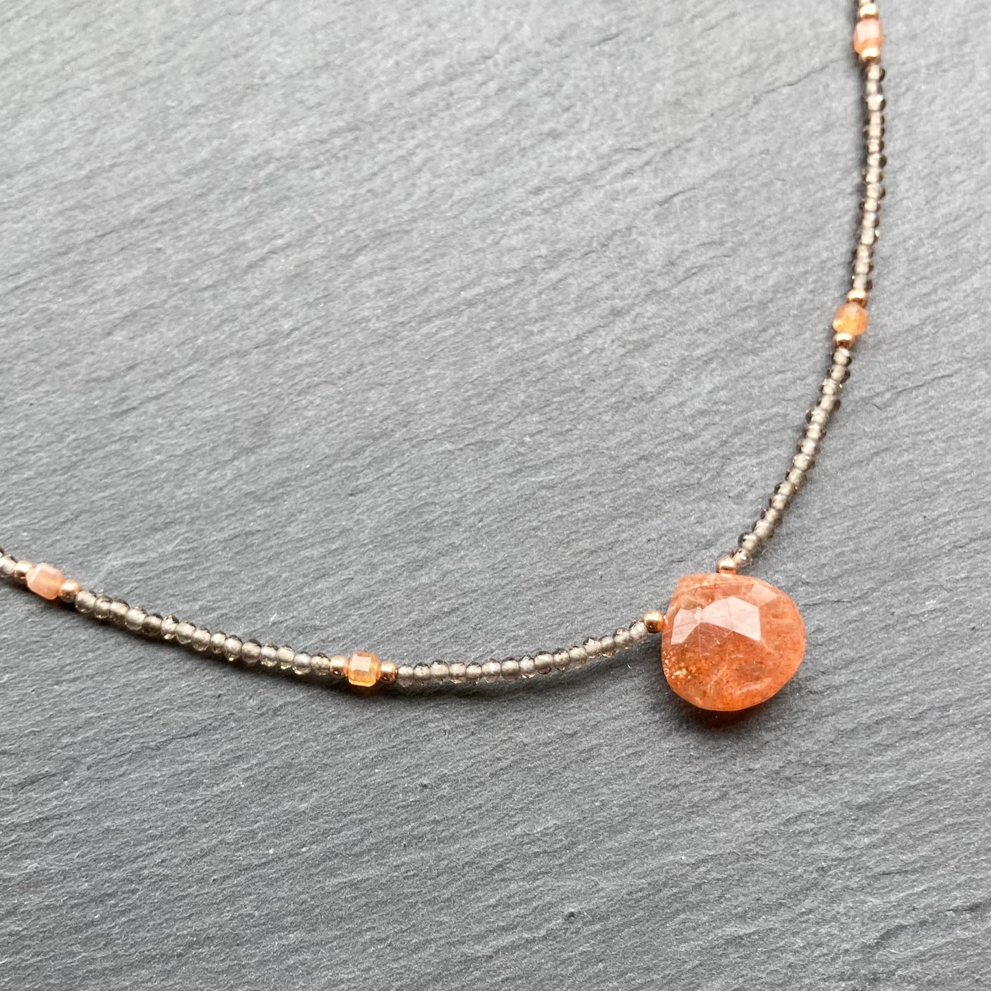 Sunstone, Smoky Quartz & Rose Gold Choker