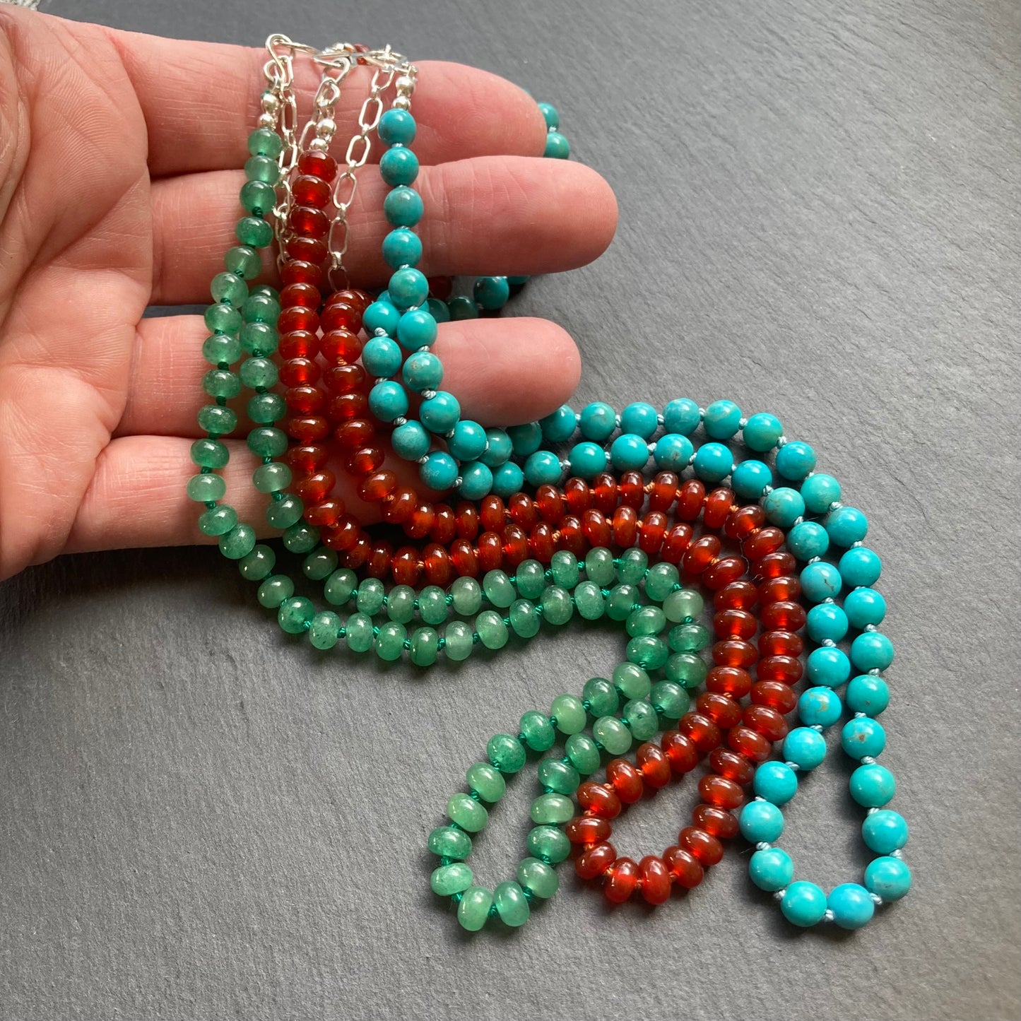 Aventurine Hand Knotted Silk Necklace