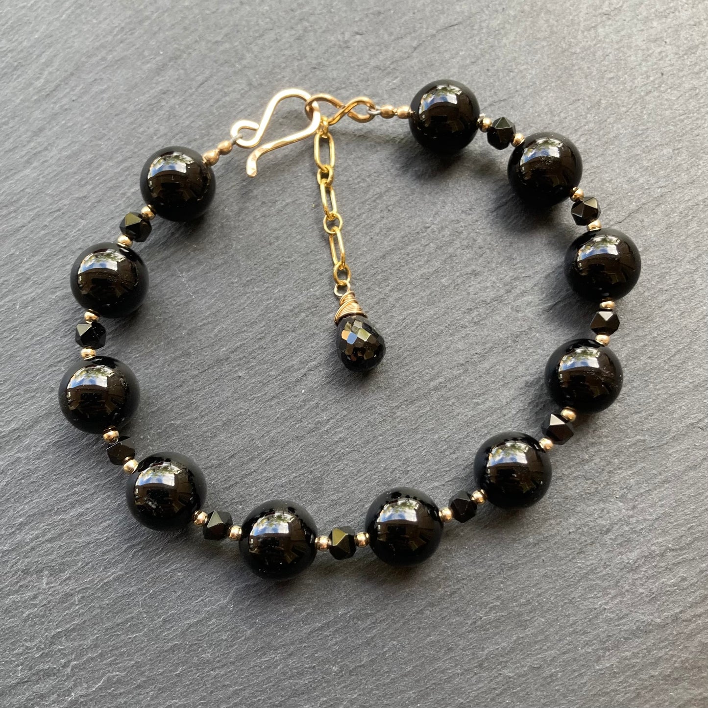 Black Onyx & Gold Bracelet