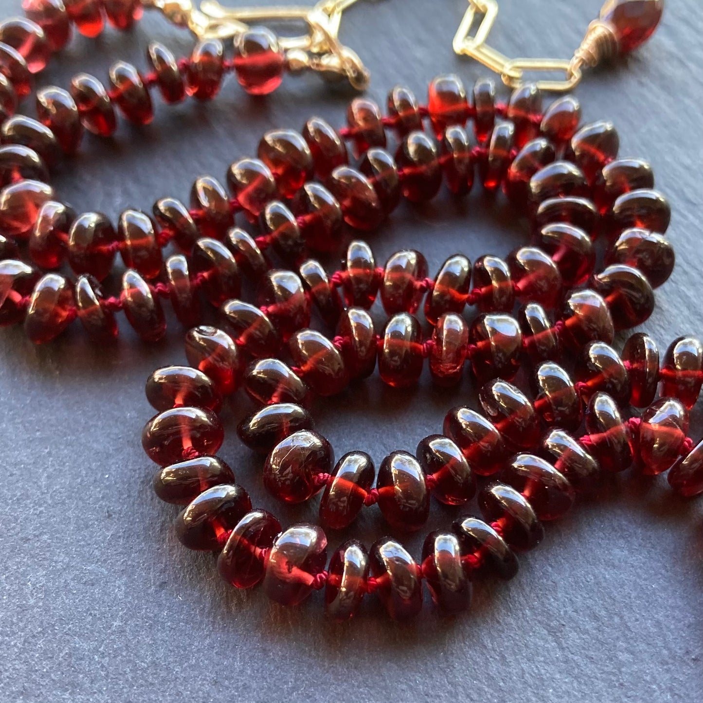 Mozambique Garnet Hand Knotted Silk Necklace