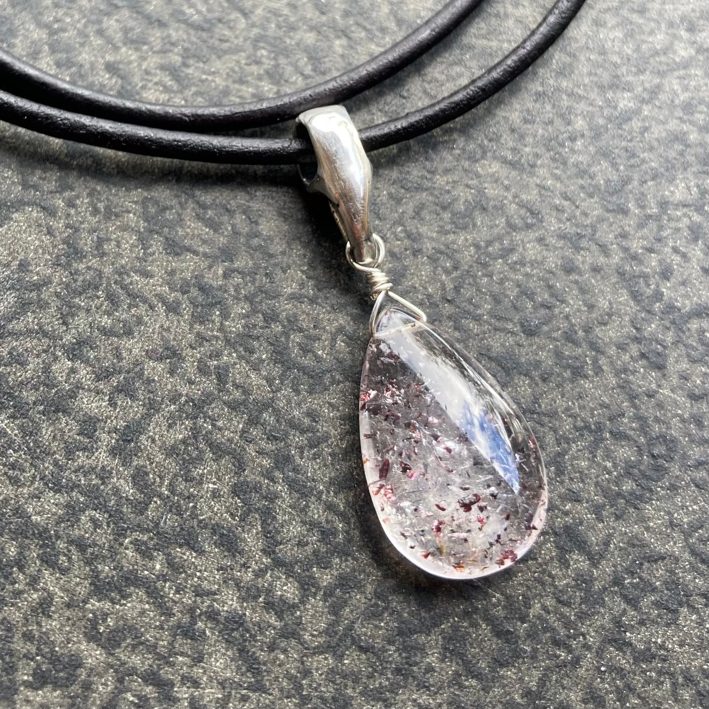 Lepidocrocite & Sterling Silver Leather Choker