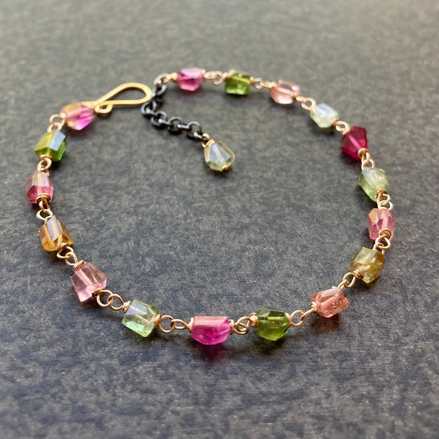 Multicolor Tourmaline & Mixed Metal Bracelet