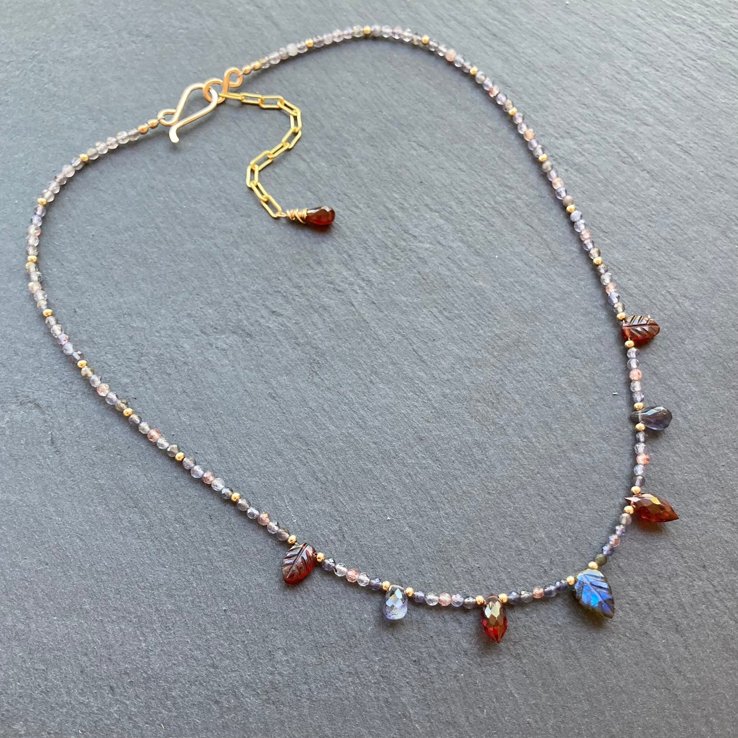 Iolite Sunstone & Multi Gemstone Charm Choker