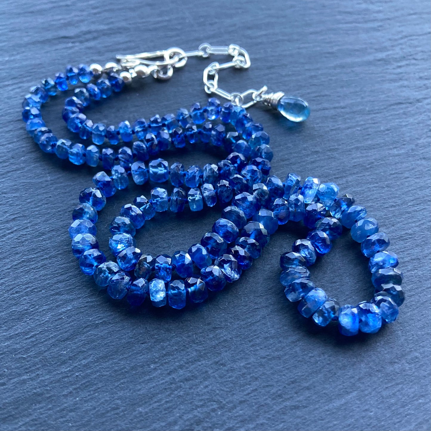 Blue Kyanite Hand Knotted Silk Necklace