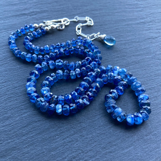 Blue Kyanite Hand Knotted Silk Necklace