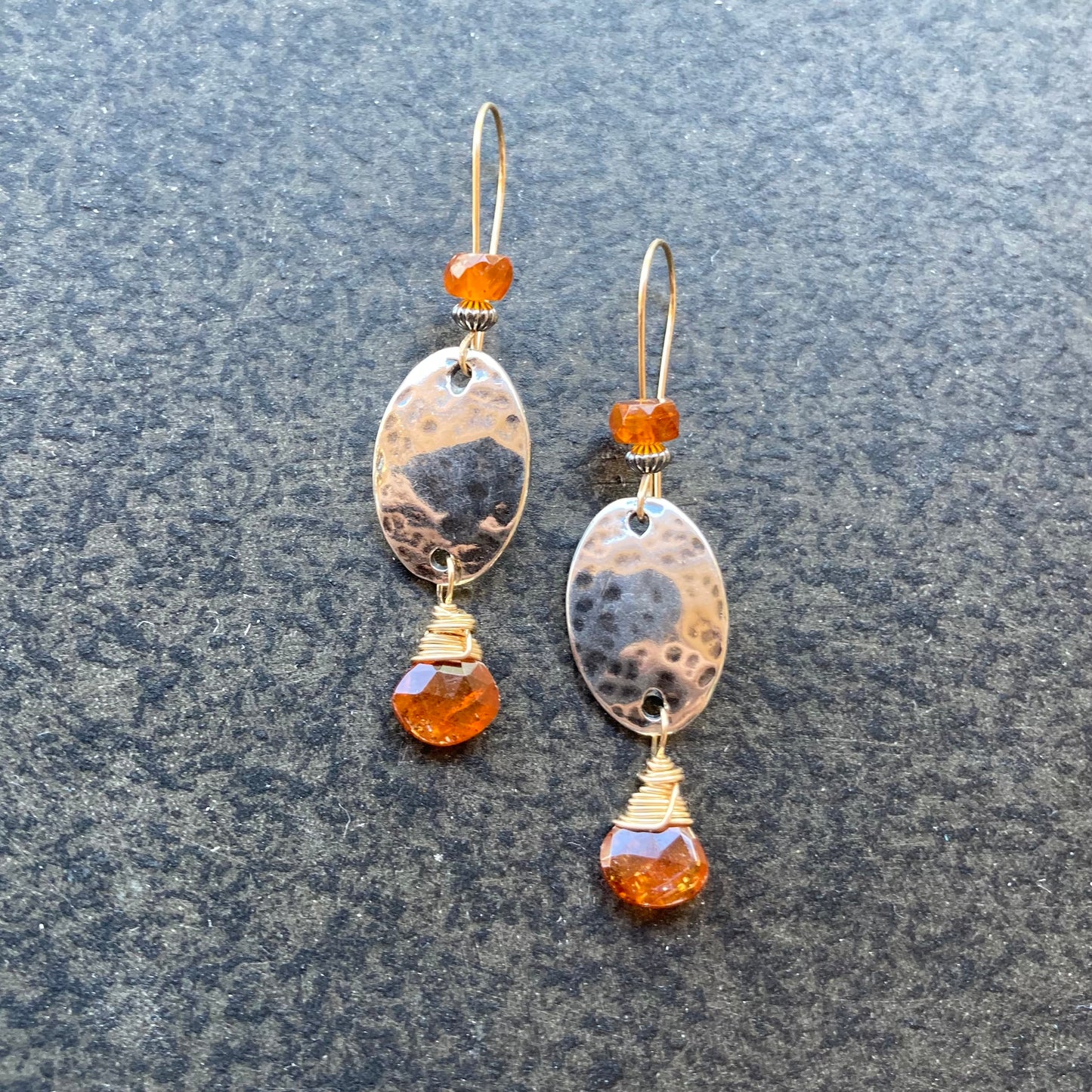 Orange Kyanite & Mixed Metal Earrings
