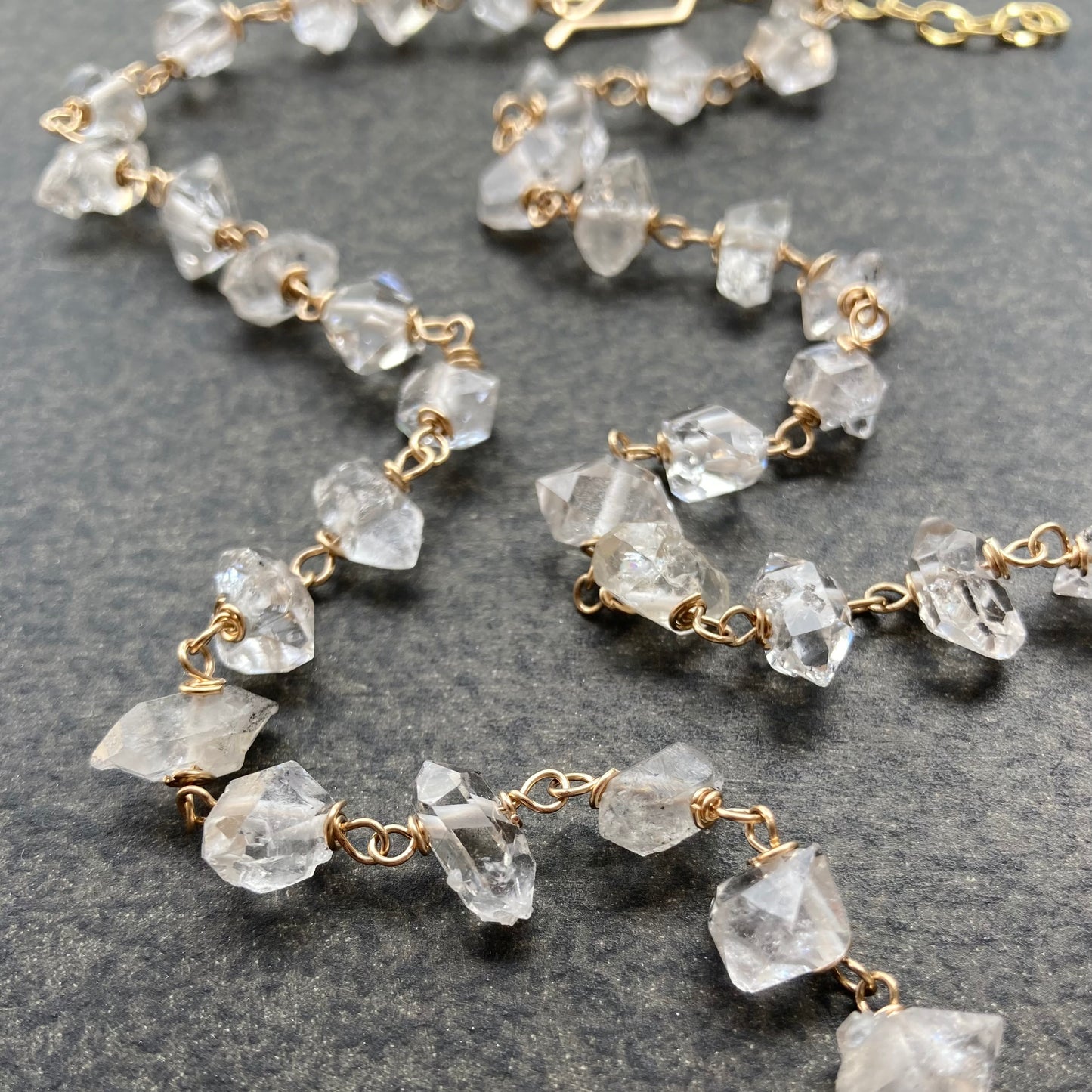 Raw Herkimer Diamond & Gold Necklace