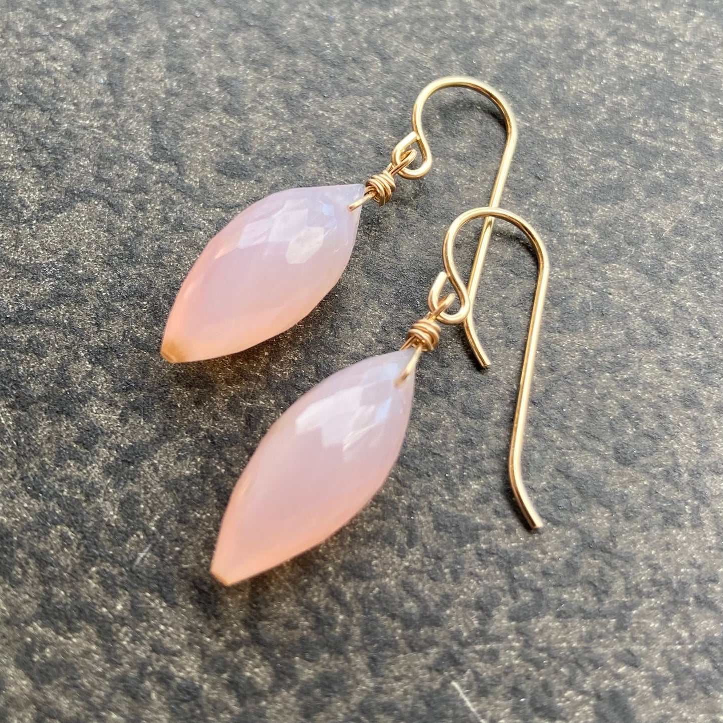 Pink Chalcedony & 14k Gold Earrings