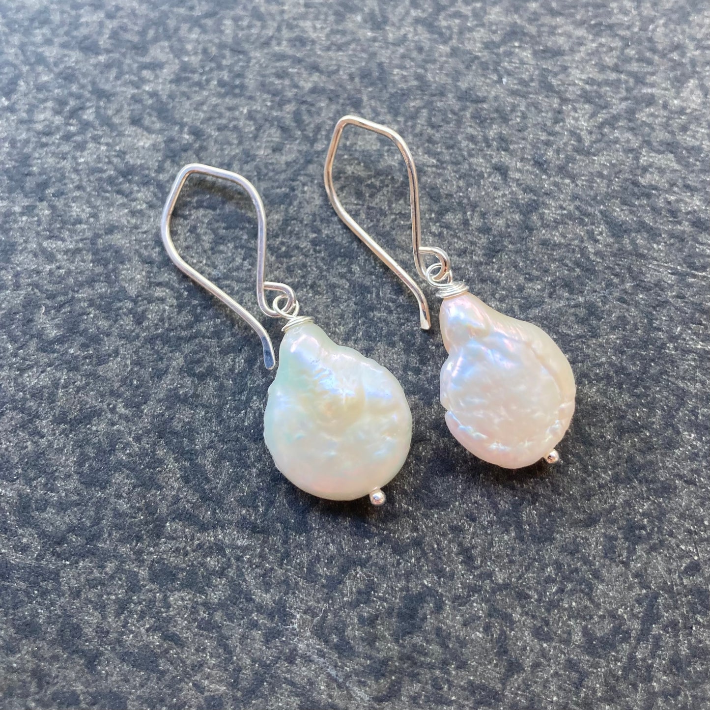 Freshwater Coin Pearl & Sterling Silver Earrings