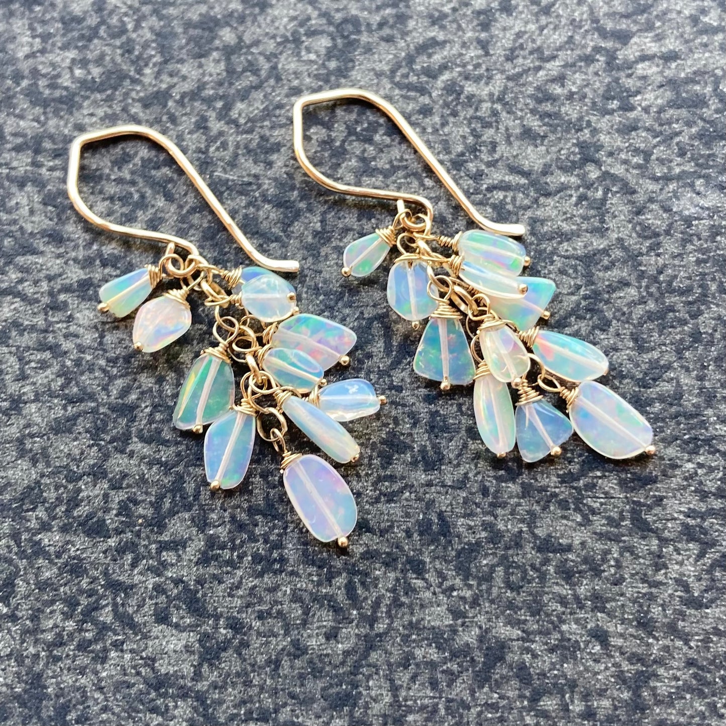 Ethiopian Opal & Gold Cascade Earrings